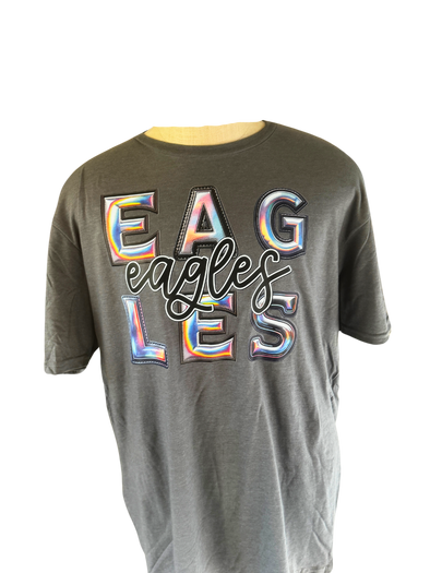 Faux Holographic Eagles Grey T-shirt