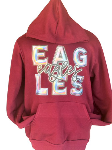Maroon Hallographic Eagles Hoodie 