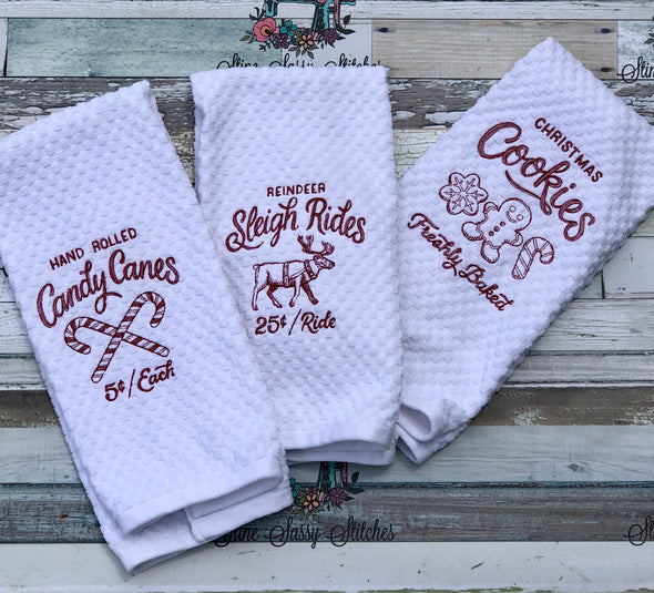 Vintage Redwork Christmas Towels
