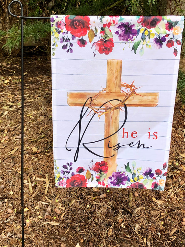 He Is Risen Easter Garden Flag