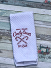Redwork Embroidery Hand Rolled Candy Canes Kitchen towel