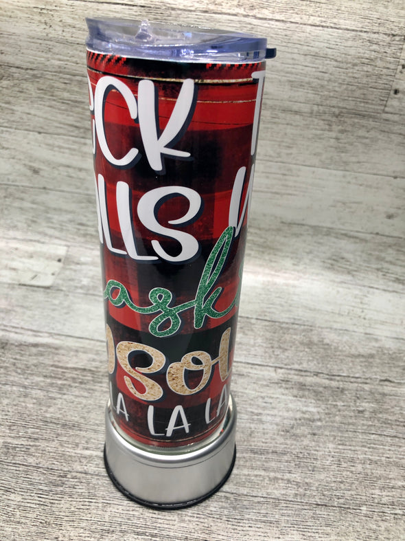 Buffalo Plaid Deck the Halls Skinny Tumbler