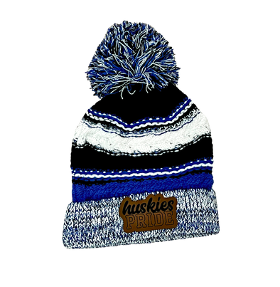 Huskie Beanie Pom Pom Chunky Knit Team Spirit