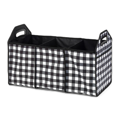 Black Buffalo Check Trunk Organizer with Dividers 