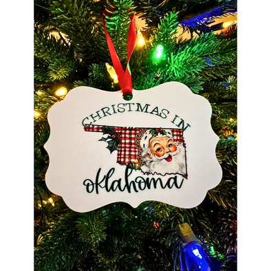 Christmas in Oklahoma Santa Ornament