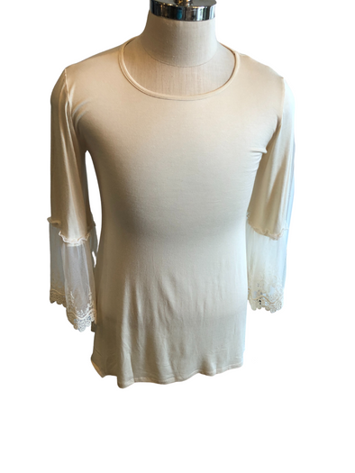 Beige Tunic with lace trimming on sleeves