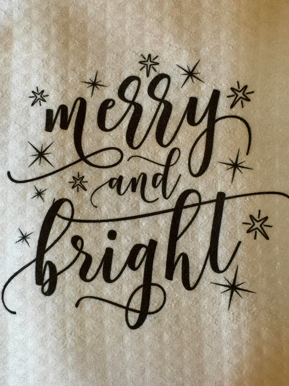 Merry and Bright Kitchen  Waffle Weave Microfiber Christmas Towel