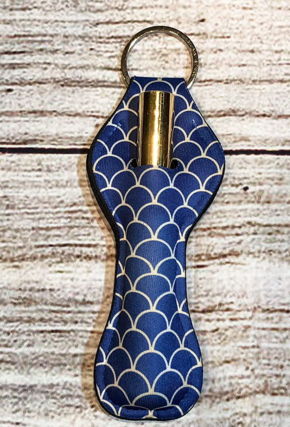 Navy with Gold mermaid scales lip gloss keyring