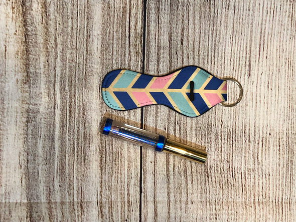 Lip gloss keyring holder  geometric shapes in Pink, Navy, Gold, Teal colors