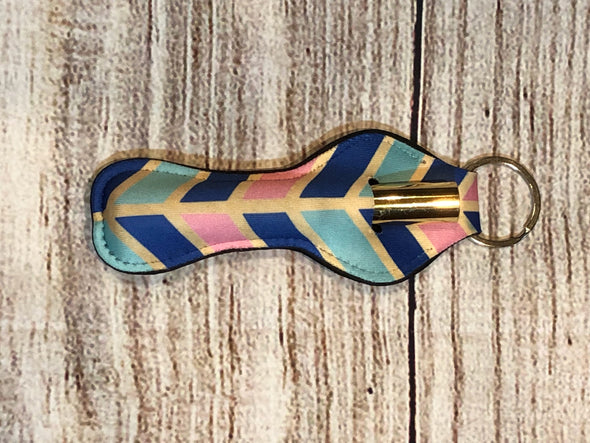 Lip gloss keyring holder  geometric shapes in Pink, Navy, Gold, Teal colors