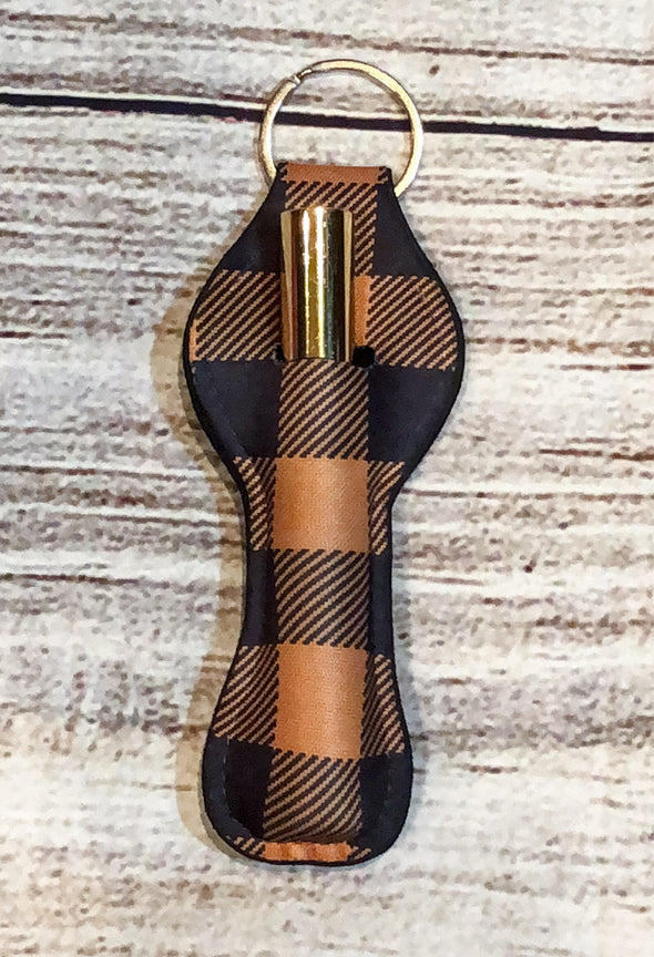 Buffalo Plaid lip gloss  keyring holder