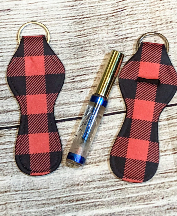 Buffalo Plaid lip gloss  keyring holder