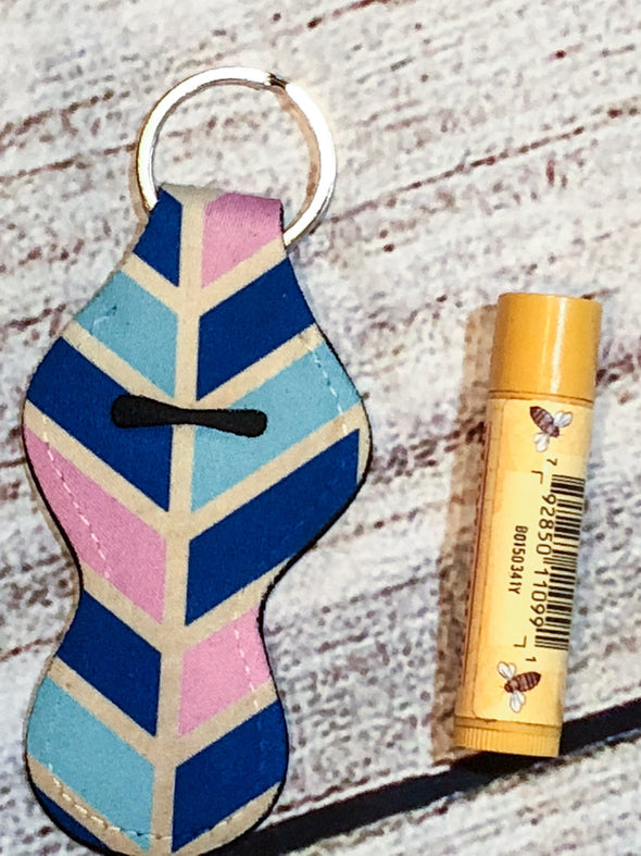 Lip Balm keyring holder / use as a  Flash Drive USB holder Pink, Navy, Gold, Teal