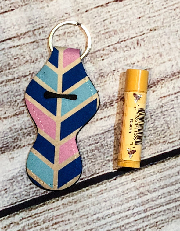 Lip Balm keyring holder / use as a  Flash Drive USB holder Pink, Navy, Gold, Teal