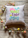 Easter Pillow Cover| Silly Rabbit Easter is for Jesus|Pink|Green|Blue|Purple|Bunny ears