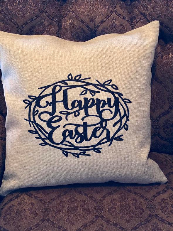 Burlap Pillow Cover| Crown of thorns| Happy Easter