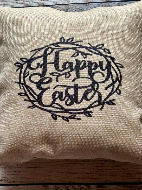 Burlap Pillow Cover| Crown of thorns| Happy Easter