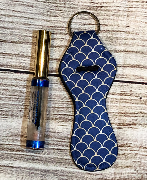 Navy with Gold mermaid scales lip gloss keyring