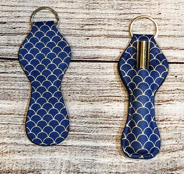 Navy with Gold mermaid scales lip gloss keyring