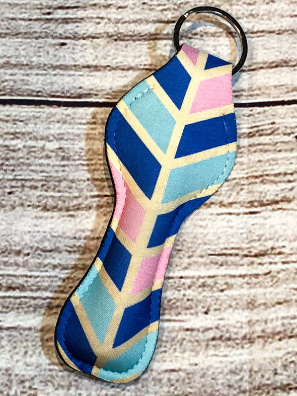 Lip gloss keyring holder  geometric shapes in Pink, Navy, Gold, Teal colors