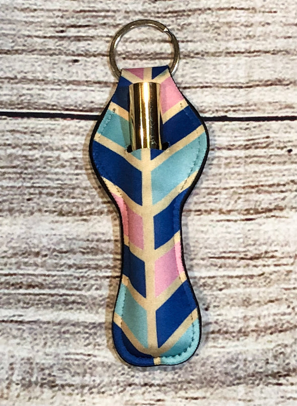 Lip gloss keyring holder  geometric shapes in Pink, Navy, Gold, Teal colors