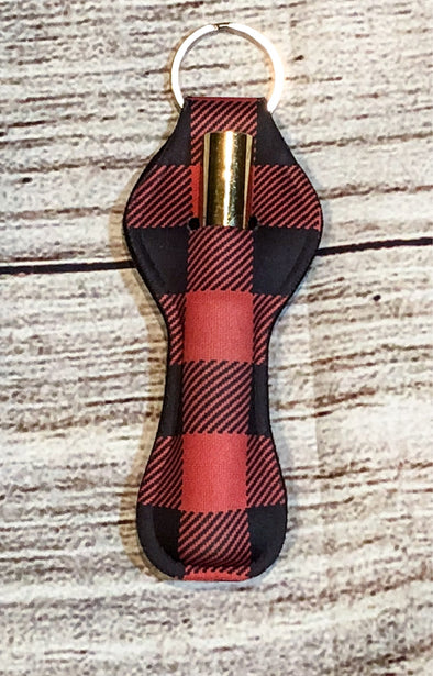 Buffalo Plaid lip gloss  keyring holder
