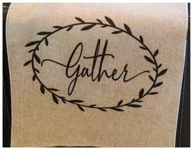 Table runner|Gather| Burlap| Rustic|Simple|Farmhouse Style|Decor| Gift for Mom|Wedding Gift