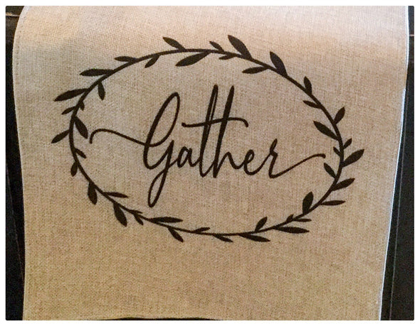 Table runner|Gather| Burlap| Rustic|Simple|Farmhouse Style|Decor| Gift for Mom|Wedding Gift