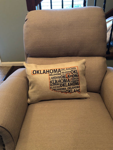 Rectangle Burlap Pillow Cover Oklahoma State Graduation