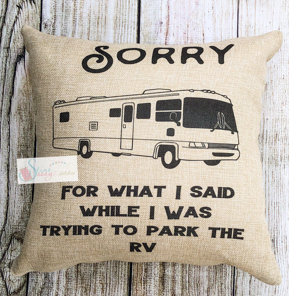 Camping Pillow RV decorative throw pillow faux burlap Pillow Cover