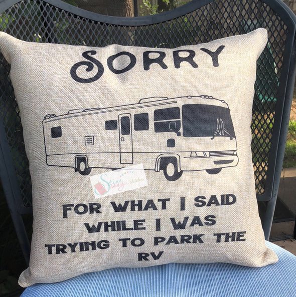 Camping Pillow RV decorative throw pillow faux burlap Pillow Cover