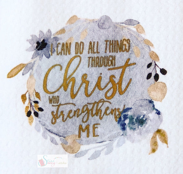 Kitchen Tea Towels Inspirational Scripture Christ Strengthens Me