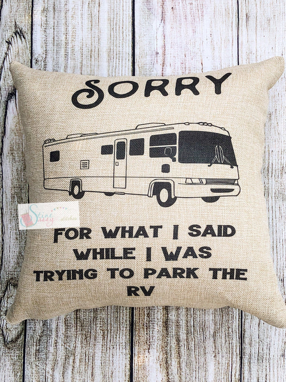 Camping Pillow RV decorative throw pillow faux burlap Pillow Cover