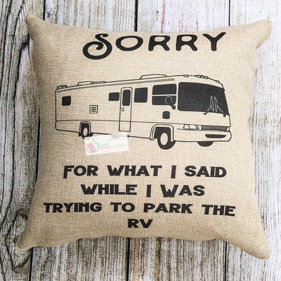 Camping Pillow RV decorative throw pillow faux burlap Pillow Cover