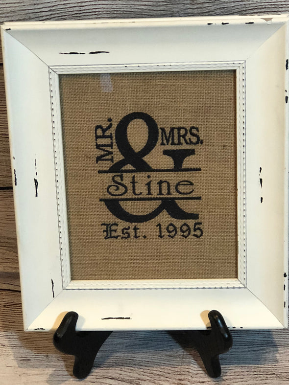Wedding Gift Mr & Mrs Monogram Split Embroidery personalized
