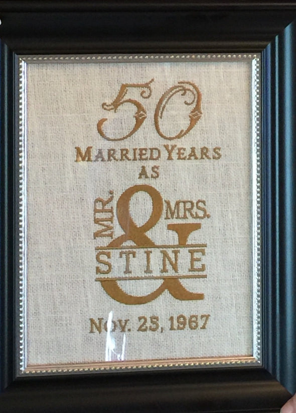 Wedding Gift Mr & Mrs Monogram Split Embroidery personalized