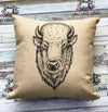 Bison Pillow Buffalo Pillow Boho Pillow Throw Pillow Faux Burlap