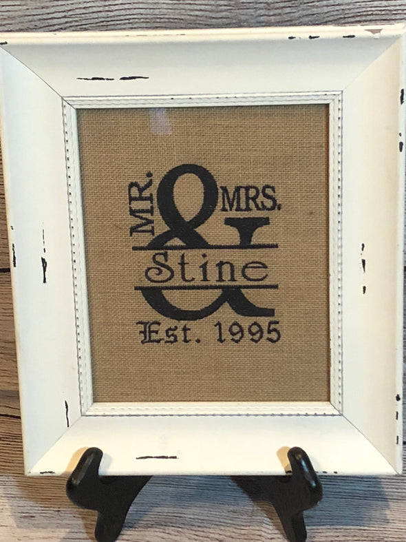 Wedding Gift Mr & Mrs Monogram Split Embroidery personalized