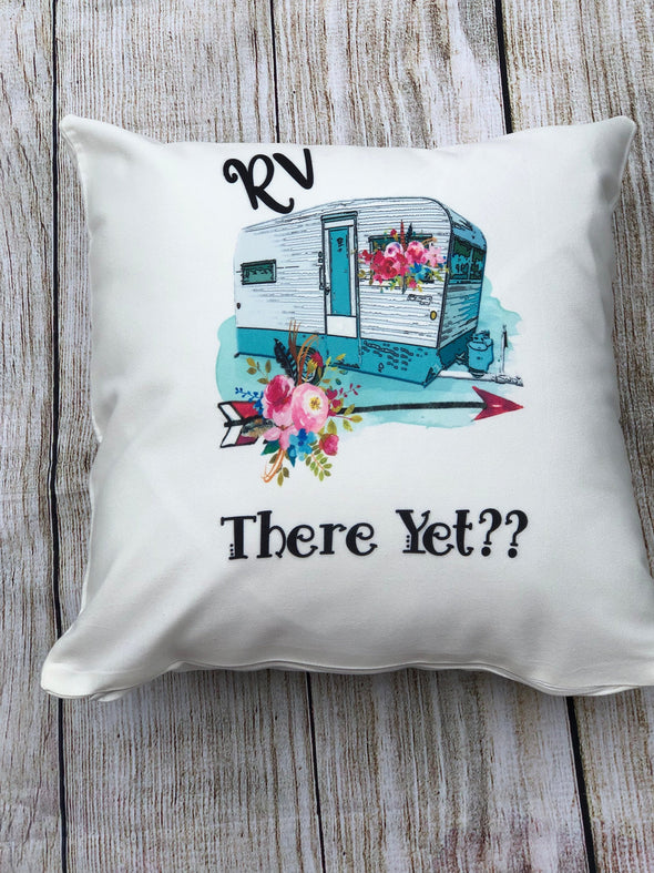 RV There Yet Camper Throw Pillow