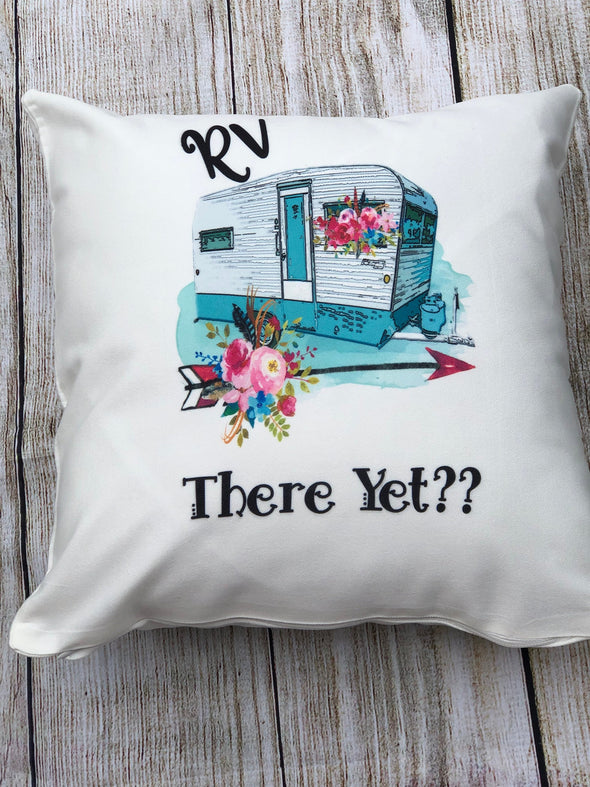 RV There Yet Camper Throw Pillow