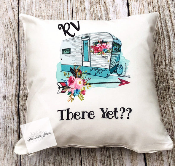 RV There Yet Camper Throw Pillow
