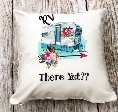 RV There Yet Camper Throw Pillow