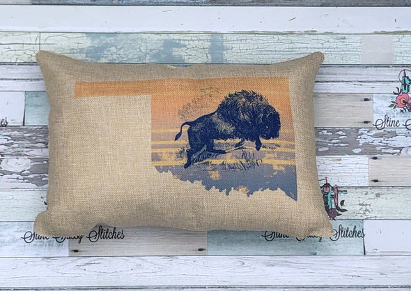 Where the Buffalo Roam Oklahoma Pillow