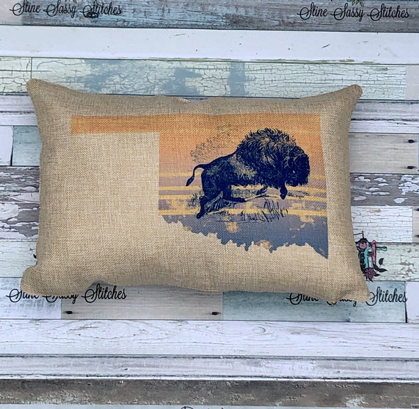 Where the Buffalo Roam Oklahoma Pillow