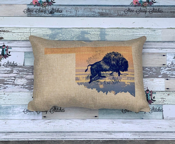 Where the Buffalo Roam Oklahoma Pillow