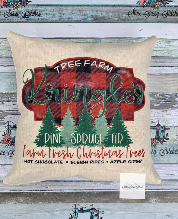 Christmas Pillow Kringle's  Tree Farm Linen Cover