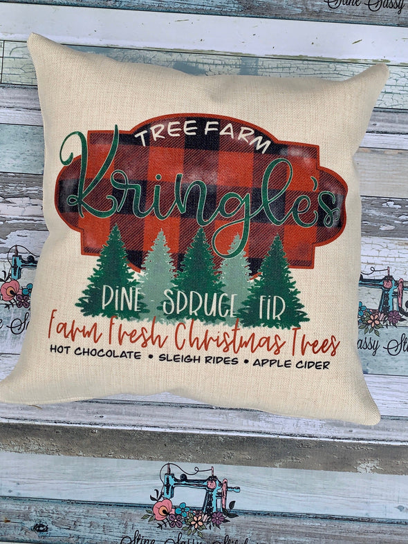 Christmas Pillow Kringle's  Tree Farm Linen Cover