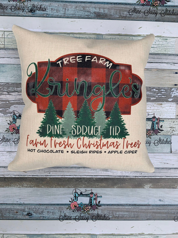 Christmas Pillow Kringle's  Tree Farm Linen Cover