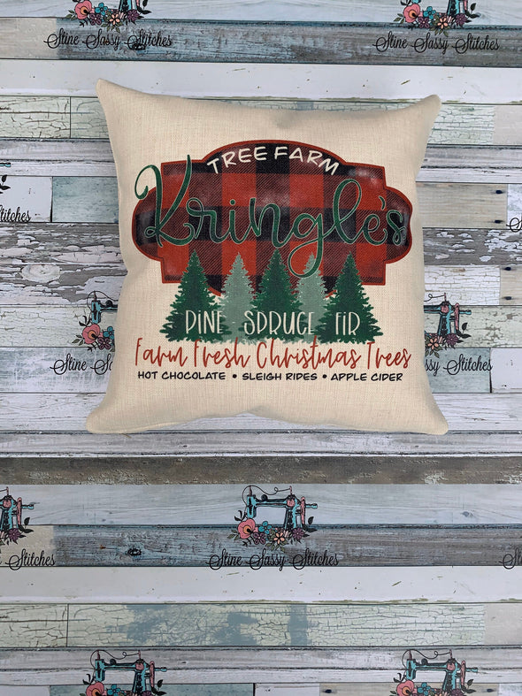 Christmas Pillow Kringle's  Tree Farm Linen Cover