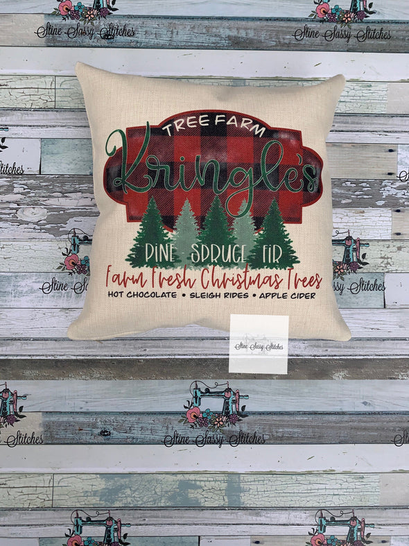 Christmas Pillow Kringle's  Tree Farm Linen Cover
